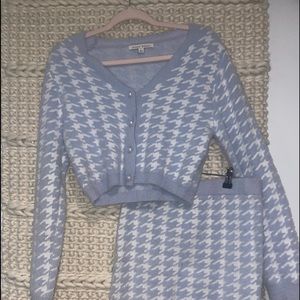 Blue & White houndstooth print 2PC set